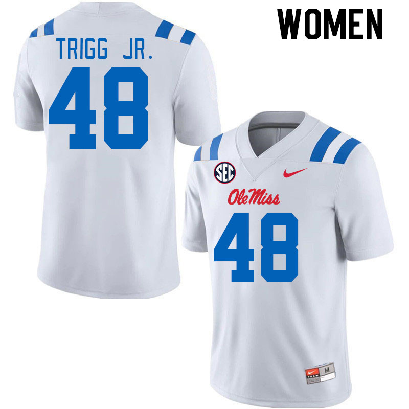 Women #48 Mark Trigg Jr. Ole Miss Rebels 2024 New Uniforms College Football Jerseys Stitched-White